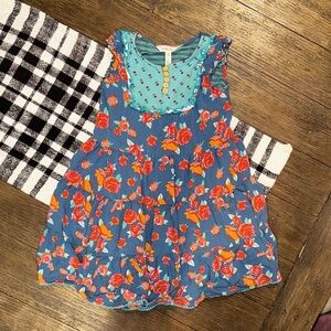 Matilda Jane Multi-Print Floral Blue Tiered Girls Dress Size 6